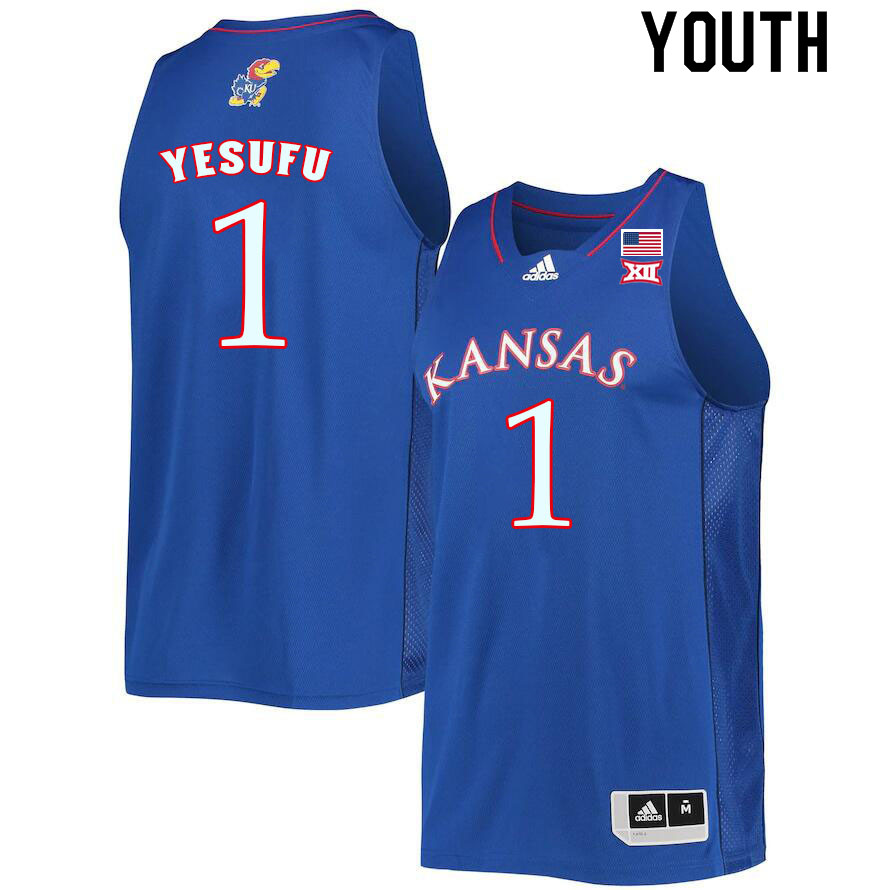 Youth #1 Joseph Yesufu Kansas Jayhawks College Basketball Jerseys Sale-Royal